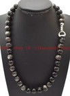 100% Natural 6/8/10/12mm Silver Eye Obsidian Round Gems Beads Necklace 14-50"