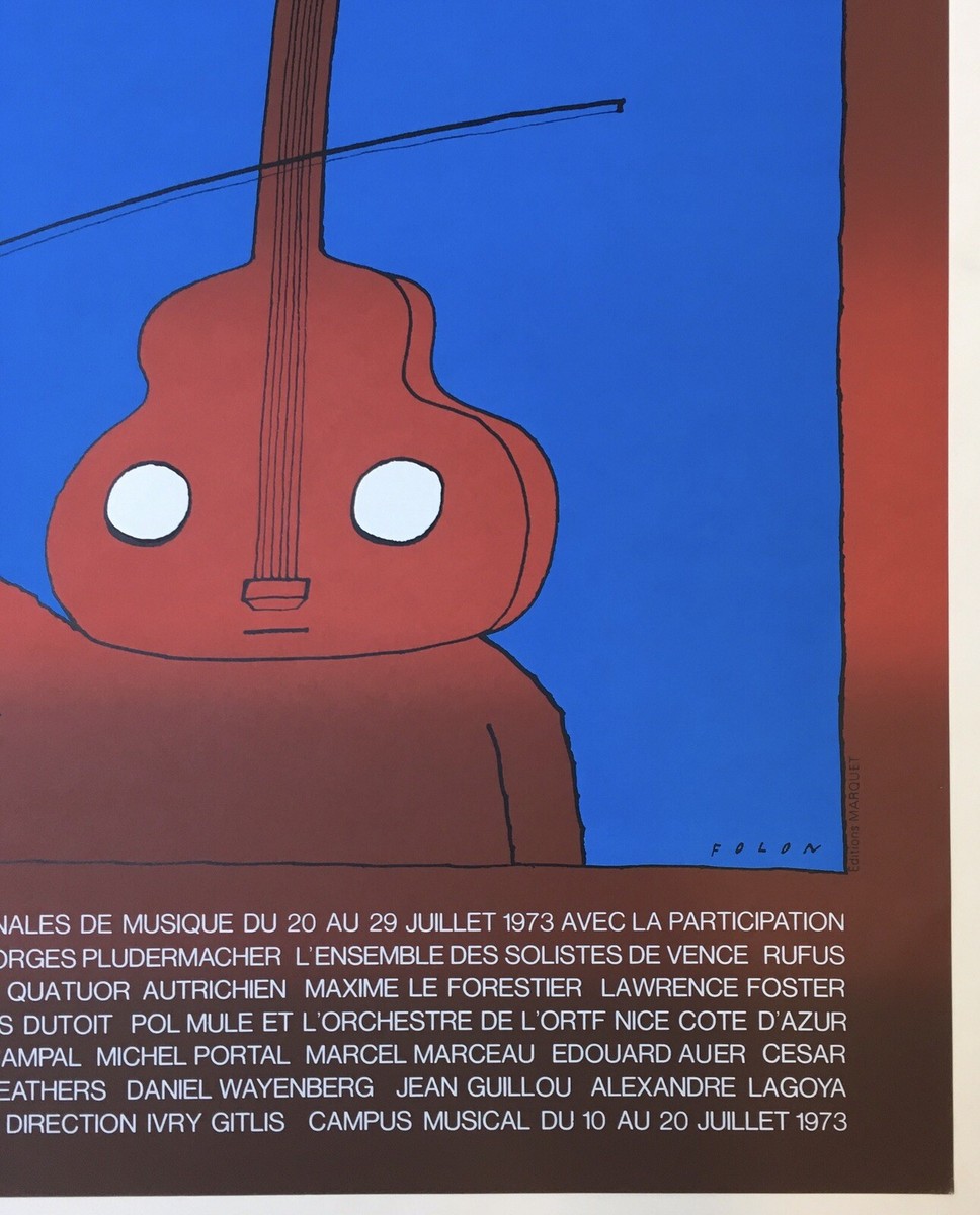 Original Lithograph by Jean-Michel Folon Poster Music