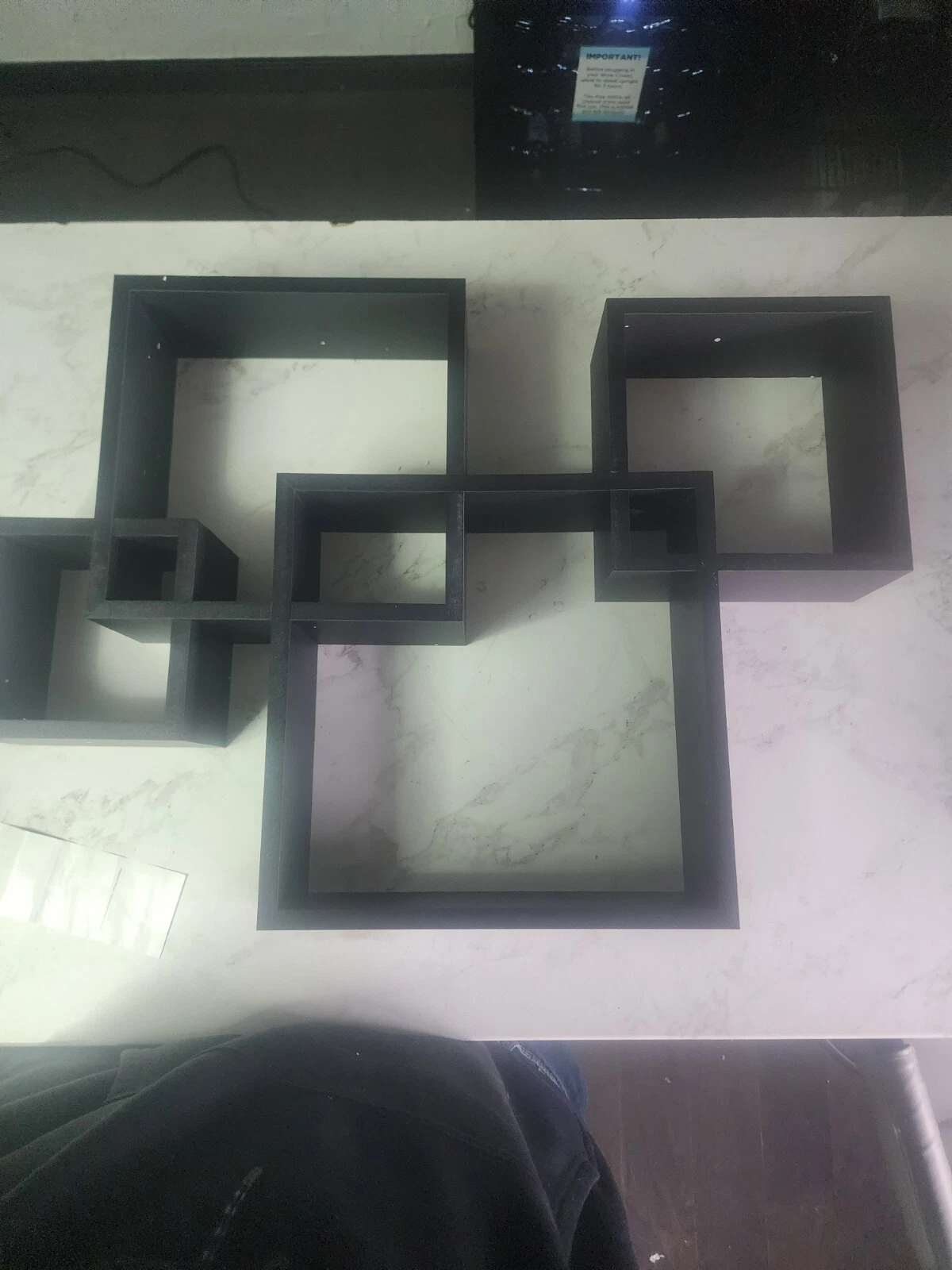 Danya Floating 4 Squares Shelving Unit Wall Mount FUN Intersecting Espresso $119