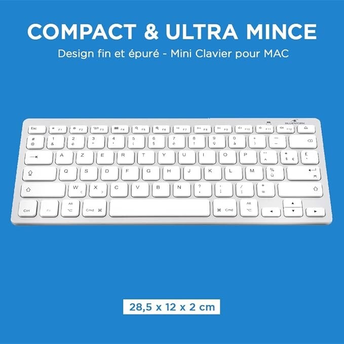 Clavier français AZERTY sans fil ultra-compact gris sidéral pour Apple iPad et Mac
