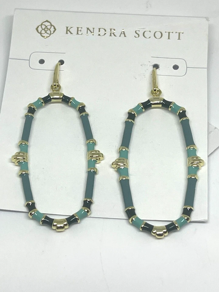 Pendientes Kendra Scott Essie Marco Abierto en Neutro, Verde Mar, Mezcla Orquídea Dorada Foto 3 de 4