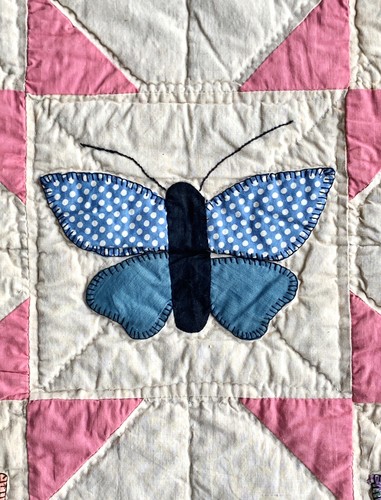 Butterfly Quilt circa 1920 1940s 69x82 - Picture 5 of 10