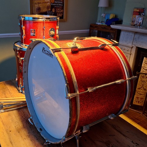 Vintage Premier Drum Kit 1960s 70s Red Sparkle eBay