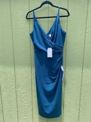 DRESS THE POPULATION Anita Crepe Cocktail Dress in Peacock Blue Size L NWT  $150 | eBay