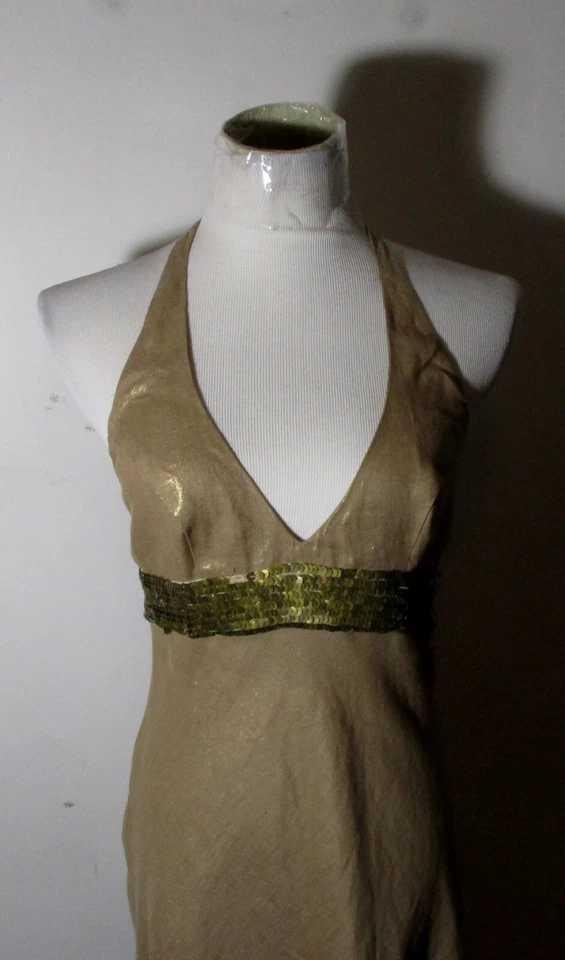 Vestido halter MARIA Bianca Nero tostado 100 % lino talla S Foto 2 de 4