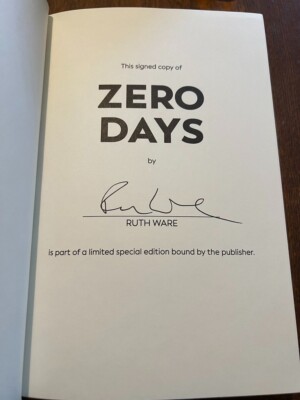 Zero Days by Ruth Ware Signed 1st Like New  2023 Hardcover