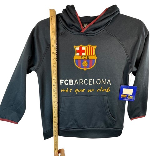 FC Barcelona Kids Soccer Hoodie Navy Blue Athletic Sweatshirt Pullover Small - Picture 8 of 10