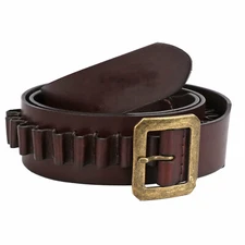 Leather Cartridge Belt Adjustable Ammo Bandolier with .44 .45 Shell Holder
