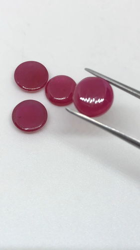 14 Ct Ruby Round Shape Size 9 mm Flat Back Smooth Polished 5 Pc Lot Gemstone5877 - Video 1 of 1
