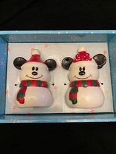 Disney Mickey and Minnie Snowman Christmas Ceramic Salt & Pepper Set 2022