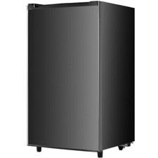 Black Energy-Efficient Mini Fridge with Freezer Door - Low Noise for Home Office