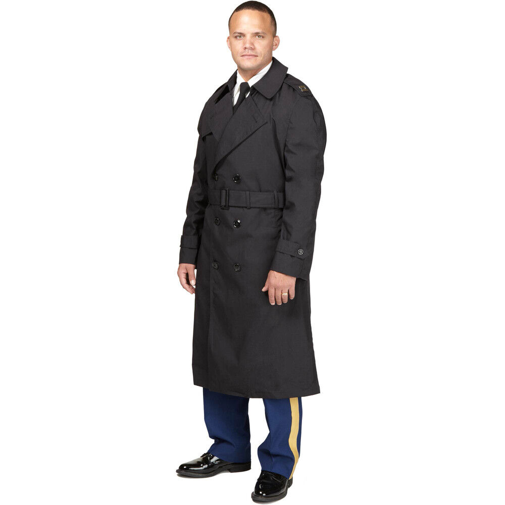 ARMY Regulation Uniform Black Trench Overcoat All Weather ASU Jacket ALL SIZES