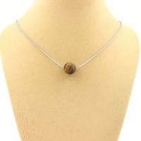 Steine Und MinéRaux. Halskette 1 Perle Tigerauge Matt 8 Mm. Kette Stahl