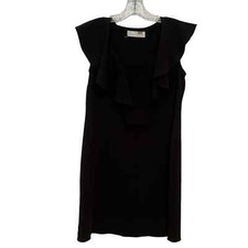 Amanda Uprichard Womens Black Dress Size XSmall Ruffle Neckline Sleeveless Shift