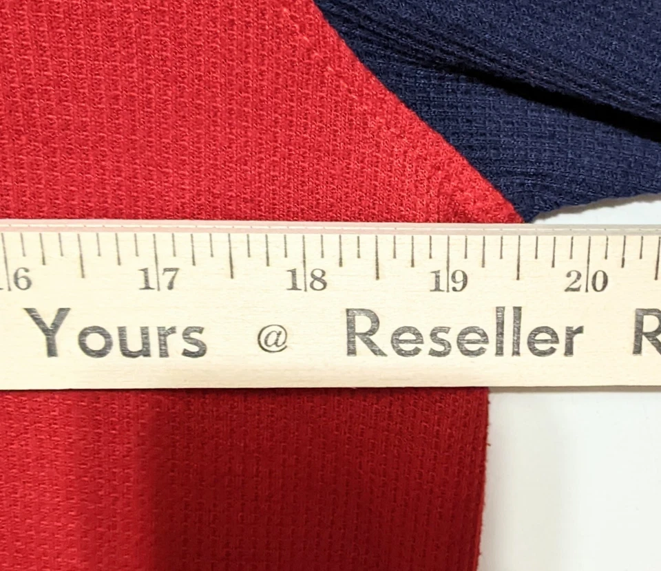 Camisa masculina roupa de dormir IZOD M vermelha azul colorblock Henley pijama top manga raglan - Imagem 4 de 4