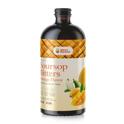 Mira's Harvest Soursop Bitters Liquid Mango Flavor, 16 Fl Oz (Pack of 1)