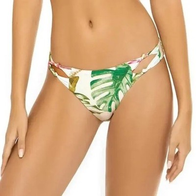 NWT PQ Swim Tulum Palms Tropical Floral Ruched Bikini Bottoms PilyQ Size L