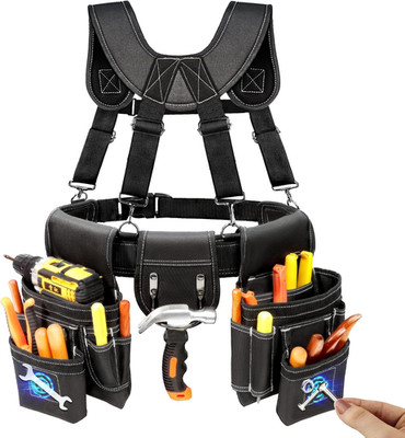Tool Belt, Professional Tool Belts for Men, Magnetic Tool Pouch with Suspenders,