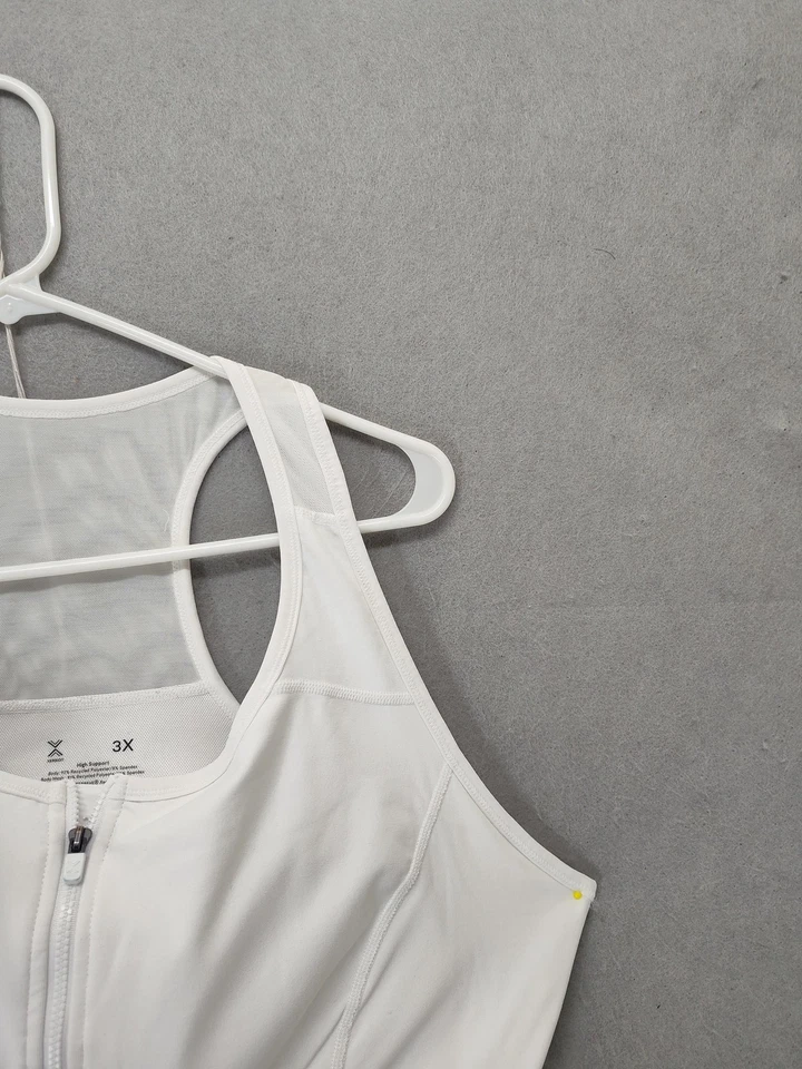 Sujetador deportivo Xersion para mujer 3X blanco soporte alto cremallera frontal malla trasera gimnasio deportivo Foto 3 de 4