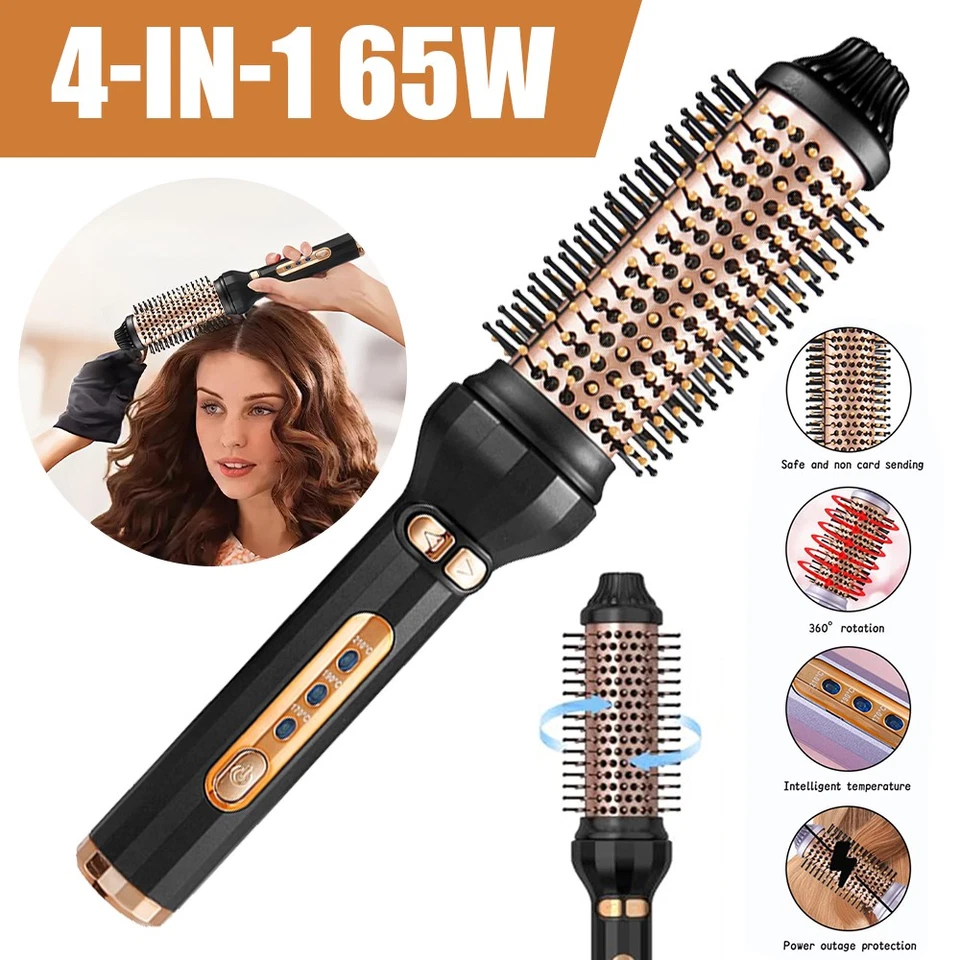 MARKENLOS NEU 4 in 1 Föhnbürste Rotierend Stylingbürste elektrisch Haarstyler Lockenstab