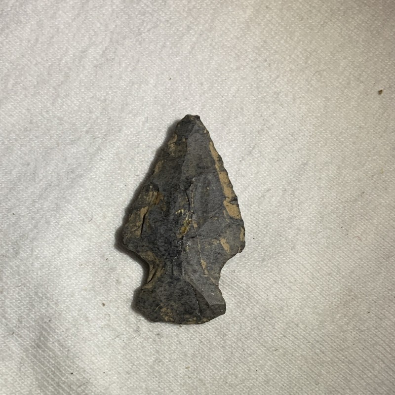 Stone Arrowhead Projectile Point - Small Black Knapped Stone Point Approx. 2 in