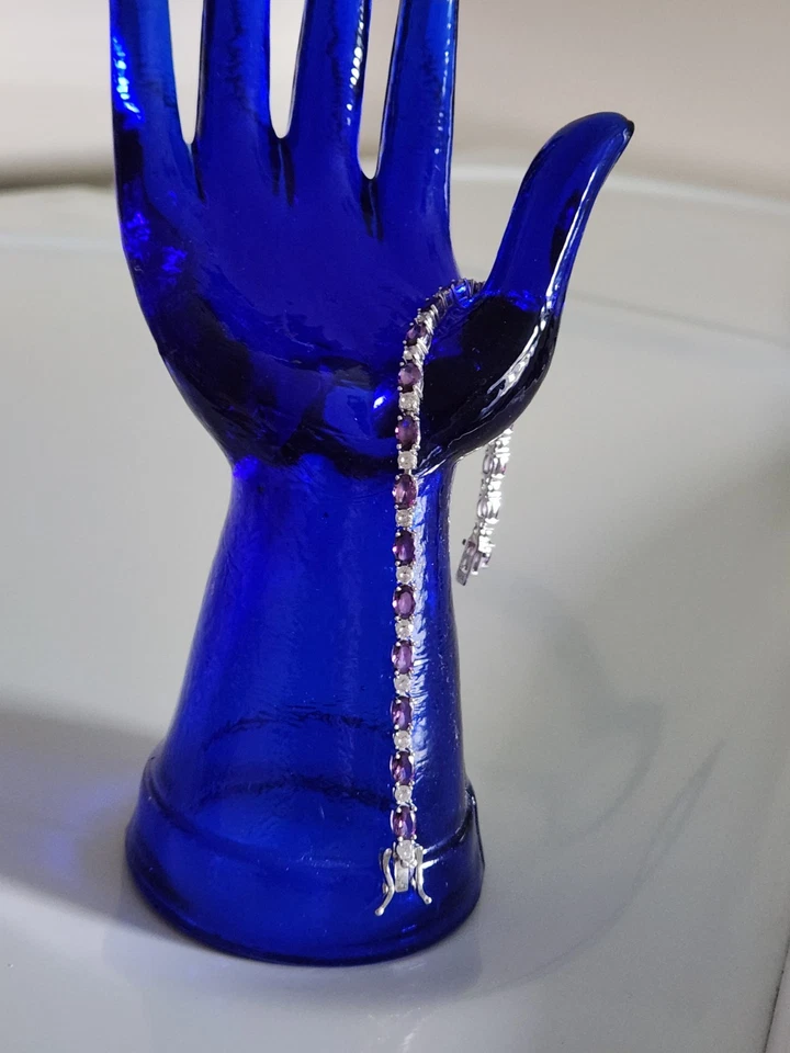 Sterling 925 and Amethyst手链。 7.5 英寸长。 非常好。 — 第 3/4 张图片