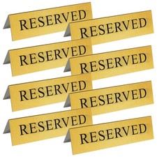 8-Pack Gold Metal Reserved Table Signs Double Sided for Wedding Restaurant Se...