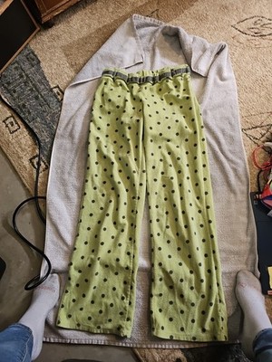 Colorado Clothing Fleece Pajama Pants teens Size Medium Green Poka Dot Pants