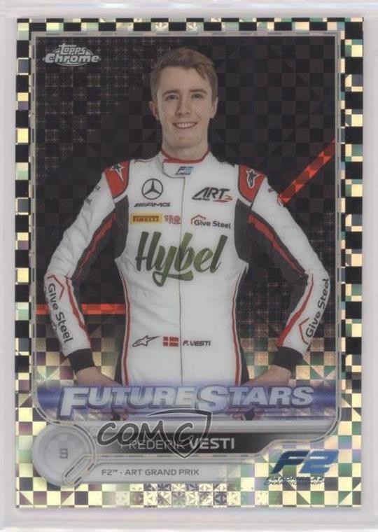 2022 Topps Chrome Formula 1 Checker Flag Refractor Frederik Vesti #85 00em