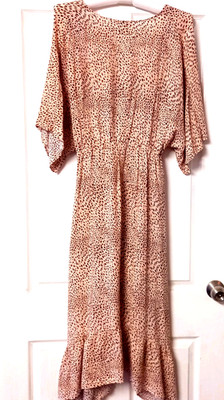 Fate + Becker Women s Dress Size 12 AU Animal Print Beige Brown Viscose Wrap Tie