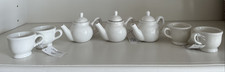 White Glossy Ceramic Tea Set, 3 Teapots w/ Lids 4 Cups, 7pc Hobby Lobby