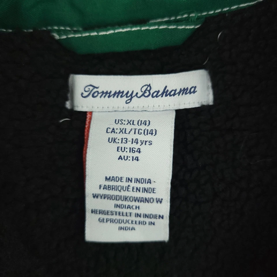 Tommy Bahama Chaqueta Juvenil XL Negro Blanco Búfalo Cuadros Sherpa Forrado Franela Abrigo Foto 2 de 4