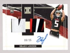 DRAKE LONDON 2022 PANINI IMPECCABLE ELEGANCE ON CARD AUTO/PATCH/HELMET RC #06/35