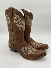 Soto Boots Floral Embroidery Cowgirl Boots, Women's Size 11