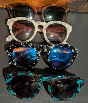 Lot of 4 Diff Eyewear Multi-Color Mirror Sunglasses - Dime & Dime 2 w/ Cases
