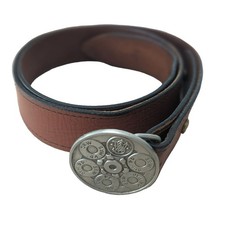 Vintage 38" Smith  Wesson Firearms Leather Belt w .44 Magnum Revolver Buckle