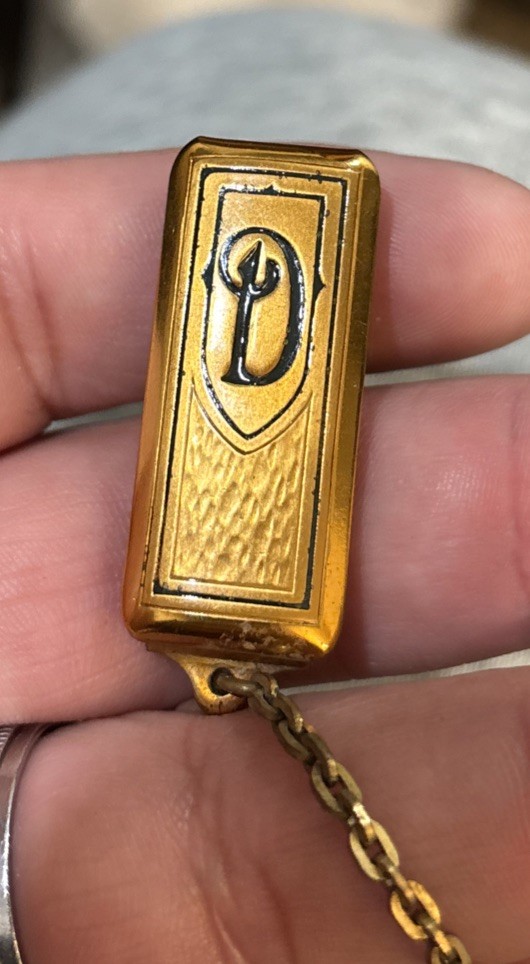 Vintage Hickok Art Deco Bronze Beltogram Pocket Watch Chain Fob Letter D