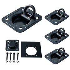 Lonffery 4 Pack Recessed D-Ring Tie Down Anchors (6,000 4 pack, black 4 pack 
