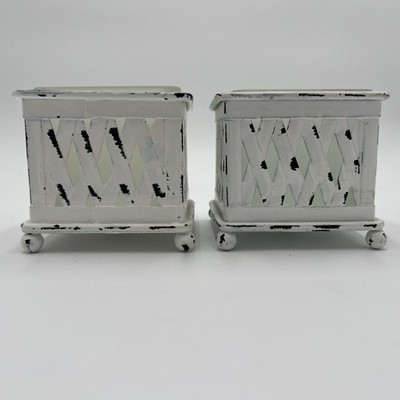 Set of 2 Square Antique Candleholders.