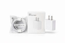 USB-C 20W Power Adapter  White Nylon 2M 60W USB-C to USB-C Cable Bundle