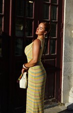 ZARA DONNA SS25 ABITO LUNGO IN MAGLIA ALL'UNCINETTO MULTICOLORE | 3500/004 NUOVO CON ETICHETTE_S,M