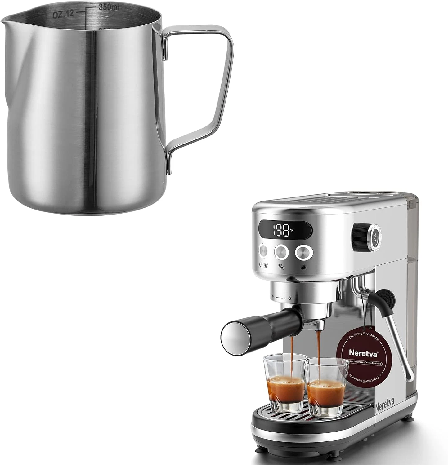 20 Bar Espresso Machine with Steam Wand & 350ML Milk Frothing Pitcher