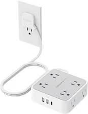 TESSAN Überspannungsschutz-Steckdosenleiste, 1,5 5 Fuß (vertikal), GRAU 