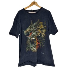 Dragon Graphic Wild T-Shirt Herren XXL Schwarz Baumwolle Fantasy Art