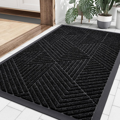 Smiry Front Door Mat outside Entrance, Heavy Duty Sturdy Natural Rubber Doormat,
