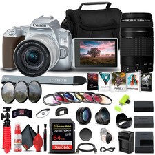 Canon EOS 250D / Rebel SL3 DSLR Camera with 18-55mm Lens Silver Bundle