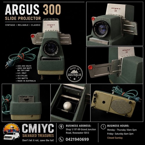Argus 300 Automatic Slide Projector Vintage Collectable Tested & Working