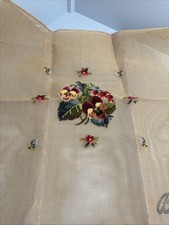 Bucilla Wool Needlepoint Tapestry Canvas Pansies Flowers started 15x15