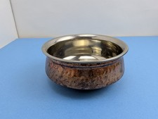 Olla para servir doble pared acero inoxidable cobre martillado TERA India 5,5"