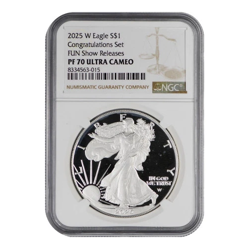 2025-W American Silver Eagle NGC PF-70 ULTRA CAMEO Congratulations Set FUN Show